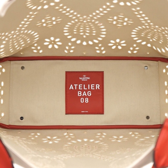 Valentino Garavani Atelier 08 Tote Shoulder Bag Large Beige Canvas New - Picture 8 of 8